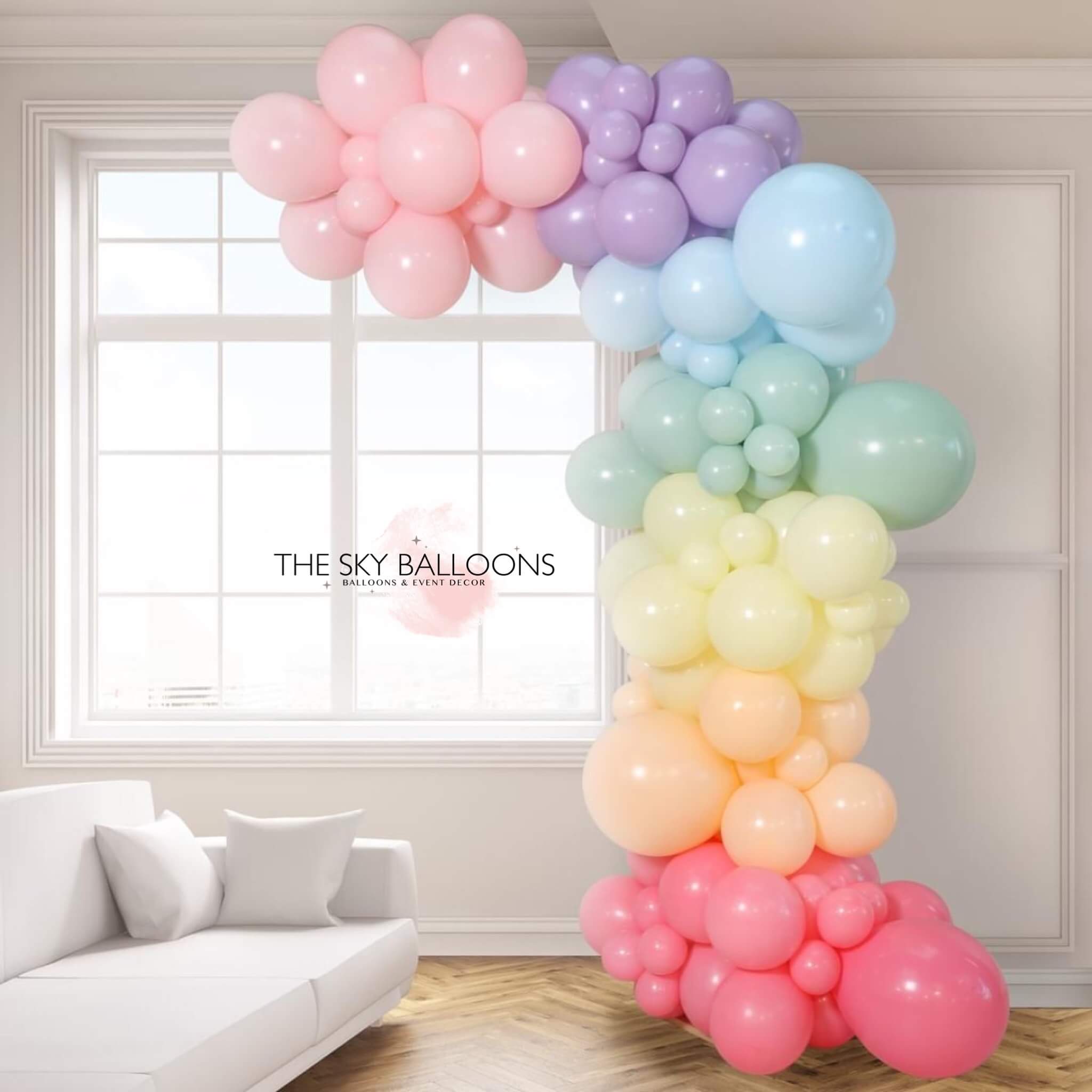 Pastel Rainbow Inflated Balloon Garland
