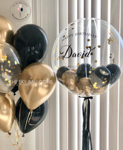 Black & Gold Customized Balloons Bouquet
