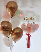 A beautiful bouquet of golden bride balloons, perfect for a wedding celebration.